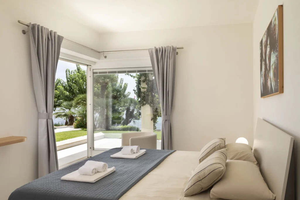 Sea view bedroom at Villa Libeccio in Sardinia