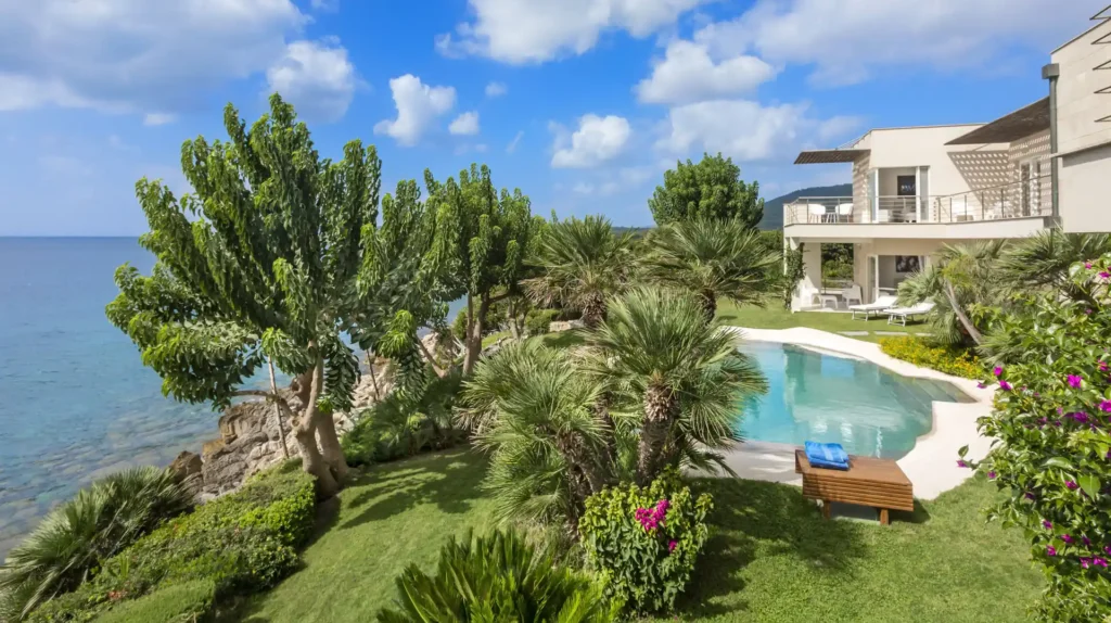 Garden view at Villa Libeccio in Sardinia.