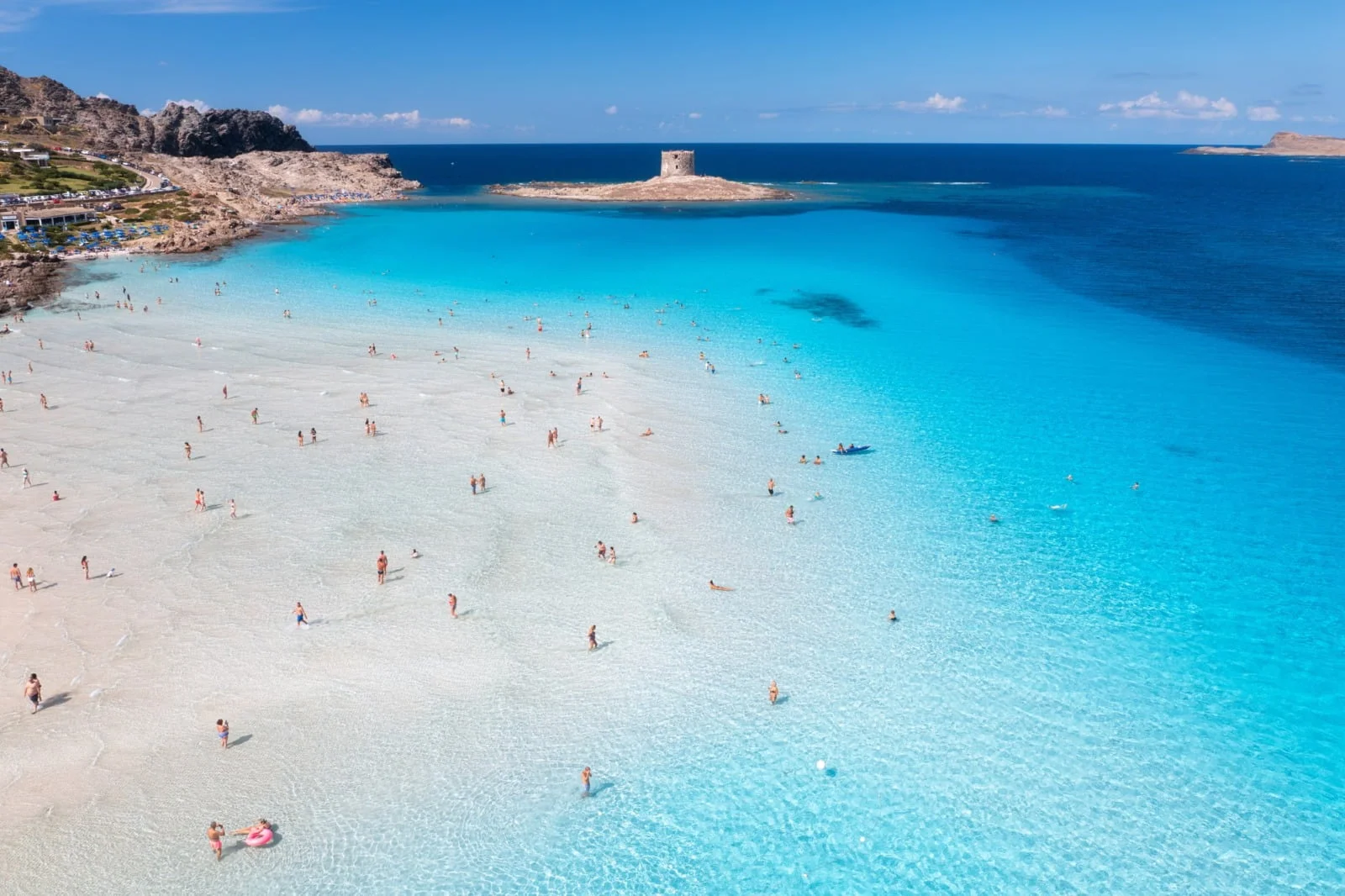 La Pelosa beach: crystal-clear waters and serene landscapes in Sardinia.